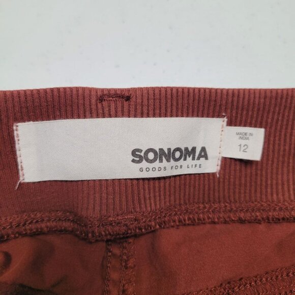 Sonoma Pants Cotton Rust Brown Boho Fall Zip Pockets Womens 12 Cargo - Picture 4 of 8